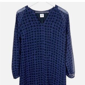 CAbi Blue Patterned V-Neck Dress